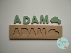 Naampuzzel 0-5 letters. Bijv. 'Adam - vintage groen'