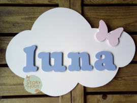 Naambord met figuur en 1-4 letters, bv Wit