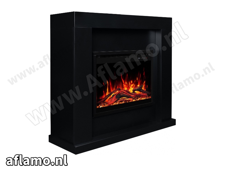 Schouw Jolo zwart + Elektrische haard Aflamo 3D Insert 60x45cm