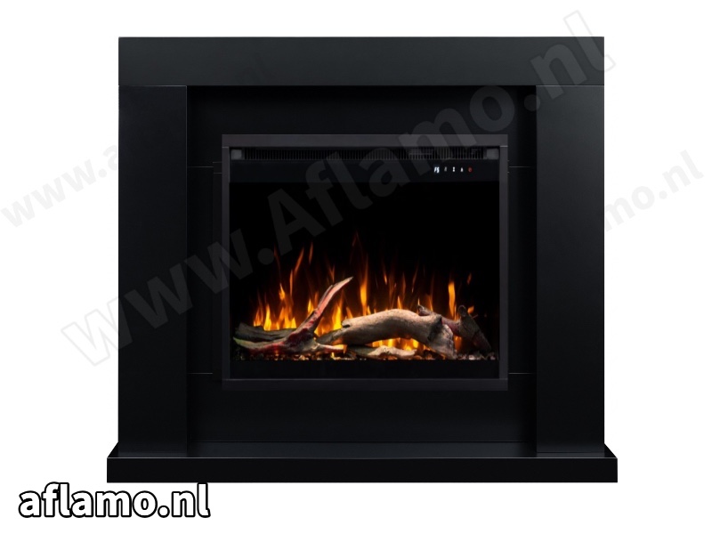 Schouw Jolo zwart + Elektrische haard Aflamo 3D Insert 60x60cm