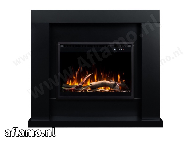 Schouw Jolo zwart + Elektrische haard Aflamo 3D Insert 60x45cm