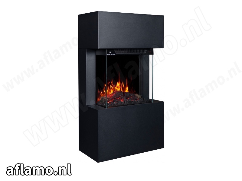 Schouw Texel 60cm zwart + Elektrische haard Aflamo Tower 46cm