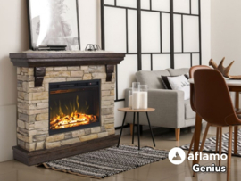 Aflamo Genius stone look - Electric fireplace with mantelpiece