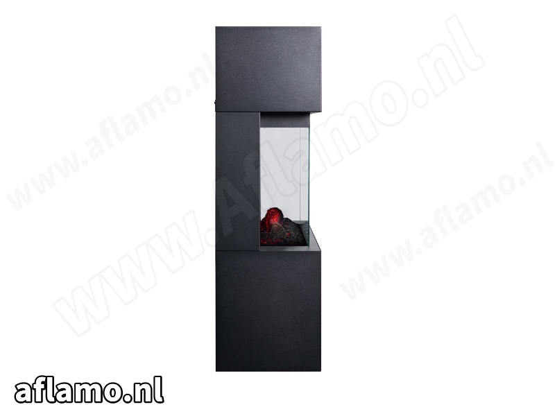 Schouw Texel 60cm zwart + Elektrische haard Aflamo Tower 46cm