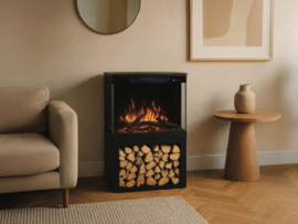 Aflamo Tower mit Holzfach – Freistehender ElektroKamin