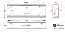 3-Zijdige haard inbouw - Aflamo Unique 127cm