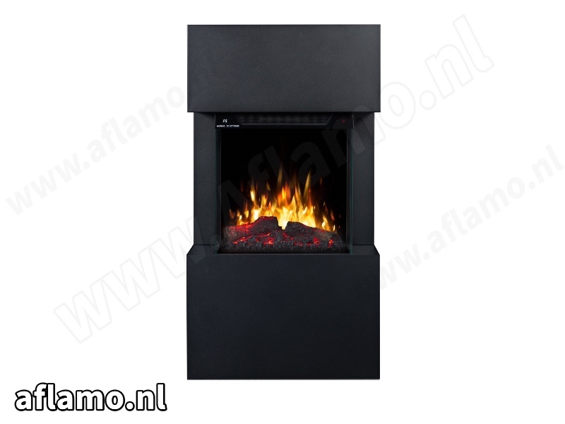 Schouw Texel 60cm zwart + Elektrische haard Aflamo Tower 46cm