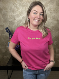 T-Shirt Green Flock Not Your Baby - Hot Pink