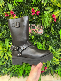 DWRS CREEK leer - Bikerboots | Black - B3822-01