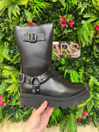 DWRS CREEK leer - Bikerboots | Black - B3822-01