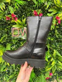 DWRS CREEK leer - Bikerboots | Black - B3822-01