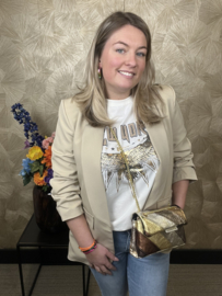 Gesmokte Mouw Blazer Barbara Beige