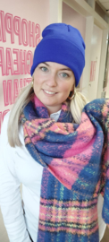 Sjaal blauw/roze