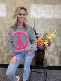 Trui Grey/Pink Peace