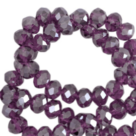 Facet kralen 8x6 mm disc Aubergine purple-pearl shine coating, per stuk