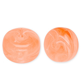 Acryl kralen disc Peachy orange-marble, per stuk
