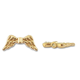 (RVS) Stainless steel kralen angel wings Gold, per stuk