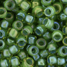 TOHO 8/0 Inside-Color Lime Green/Opaque Green-Lined, 10 gram