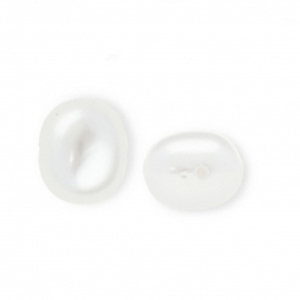 Imitatie zoetwaterparels ovaal verticaal rijggat White 18.5x15mm, per stuk
