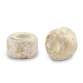 DQ Grieks keramiek kralen gold spot 9mm White-Gold, per 4 st.