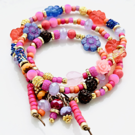 Wikkel armband leer Happy colors