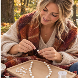 DIY pakket Imi parels & Gold stones ketting