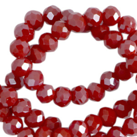 Facet kralen 4x3 mm disc Dark crimson red-pearl shine coating, per stuk