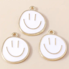 Bedels  metaal Smiley White-Goud, 1 stuk