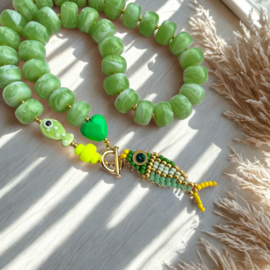 DIY pakket kralenvisje Yellow-Green, c.a. 10 verschillende visjes