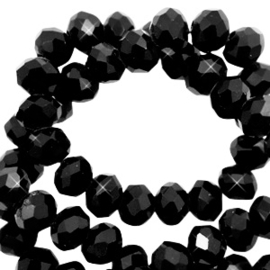 Facet kralen 4x3 mm disc Jet black-pearl shine coating, per stuk