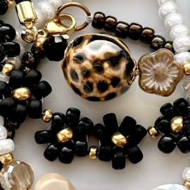 Kralen keramiek Leopard 15mm, per stuk