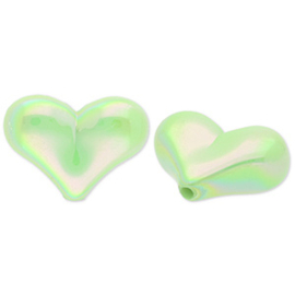 Acryl kralen hart Green-AB coating, per stuk
