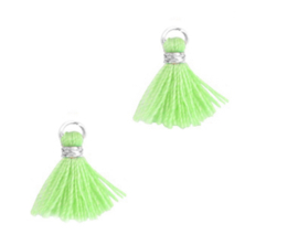 Kwastjes 1.2cm Zilver-neo mint green, 1 stuk