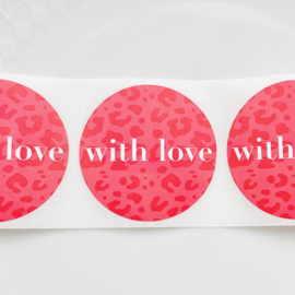Stickers Leopard-With love-Pink, 10 stuks
