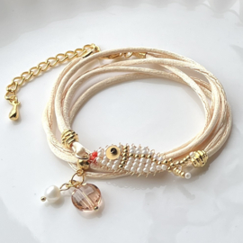 DIY pakket kralenvisje Beige pearl & armband
