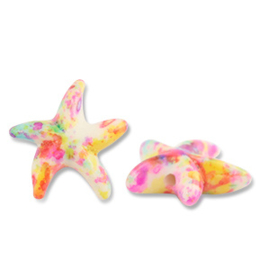 Keramiek zeester Off white-pink-yellow-blue, per stuk