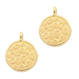Bedels DQ metaal luipaard print 12mm Goud (nikkelvrij), 1 stuk