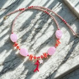 Inspiratie Rood-Roze ketting