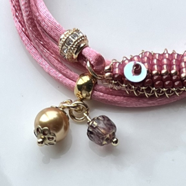 Kraal goud met strass steentjes 6x7mm, per stuk