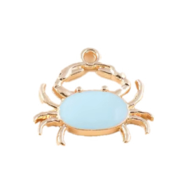 Bedels metaal krab Blue-gold, 1 stuk