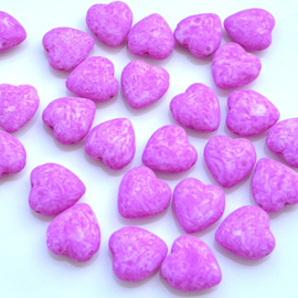 Heart beads 15x16mm Mat Crocus, 4 stuks