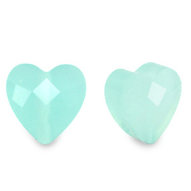 Fashion facet hart Turquoise blue, per st.