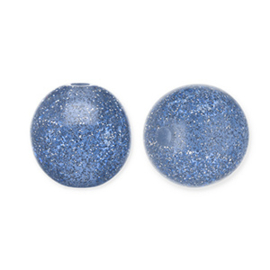 8 mm acryl kralen glitter Montana blue-silver, per stuk