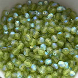 Fire polish 4mm Matte olivine AB, 10 gram c.a. 125 st