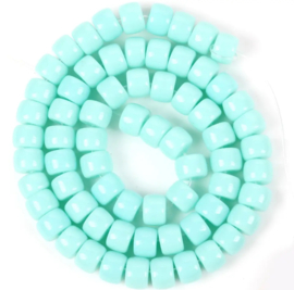 6x8mm rondellen glaskralen Turquoise, per 10 stuks