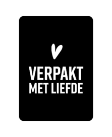 Wenskaart - Verpakt Met Liefde (Zwart/Wit), per 5 stuks