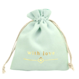 Sieraad zakje "with love" Mint green-gold 1 stuk