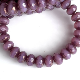 Rondels Milky light Amethyst/bronze, 5 stuks