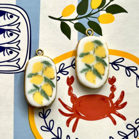 Bedels Keramiek ovaal Lemon, 30mm (nikkelvrij), 1 stuk