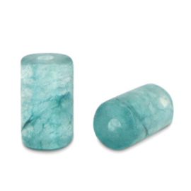 Natuursteen kralen kwarts tubes Ocean blue, 2 stuks